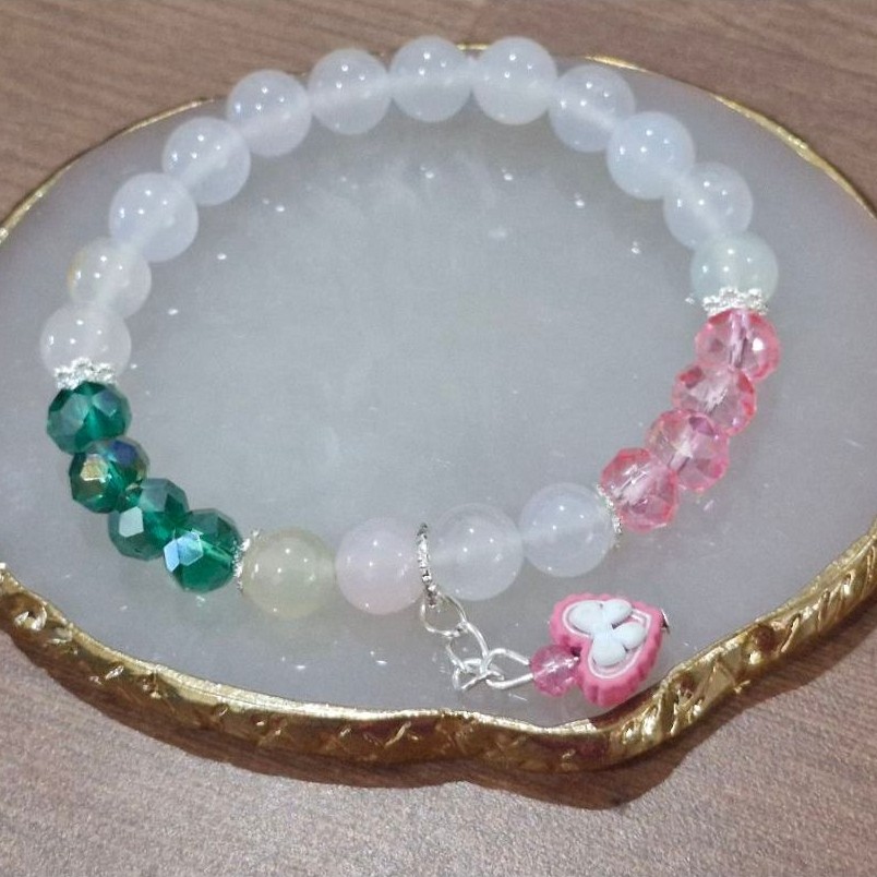 Gelang Manik Batu Kristal Love - Gelang Handmade Batu Kristal
