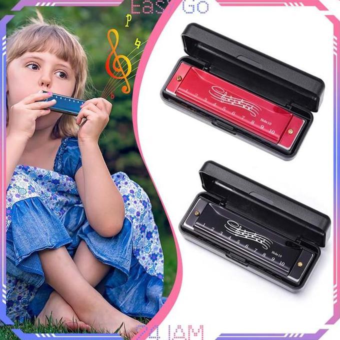 Harmonika Chromatic Logam Alat Musik Harmonika 10 Hole Chromatic Harmonica Dengan Kotak