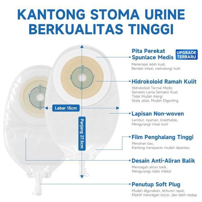 10pcs Kantong Urostomi Dewasa Urostomy Bag Kantong Urine Urin Gel Pouch Kolostomi Urine Bag
