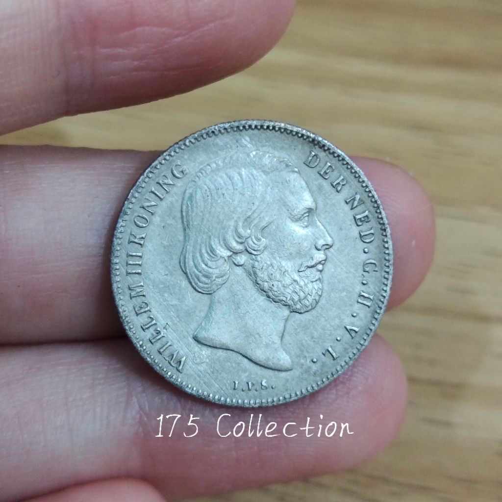 Koin Perak Belanda 1/2 Gulden Tahun 1858 Raja Willem III Asli