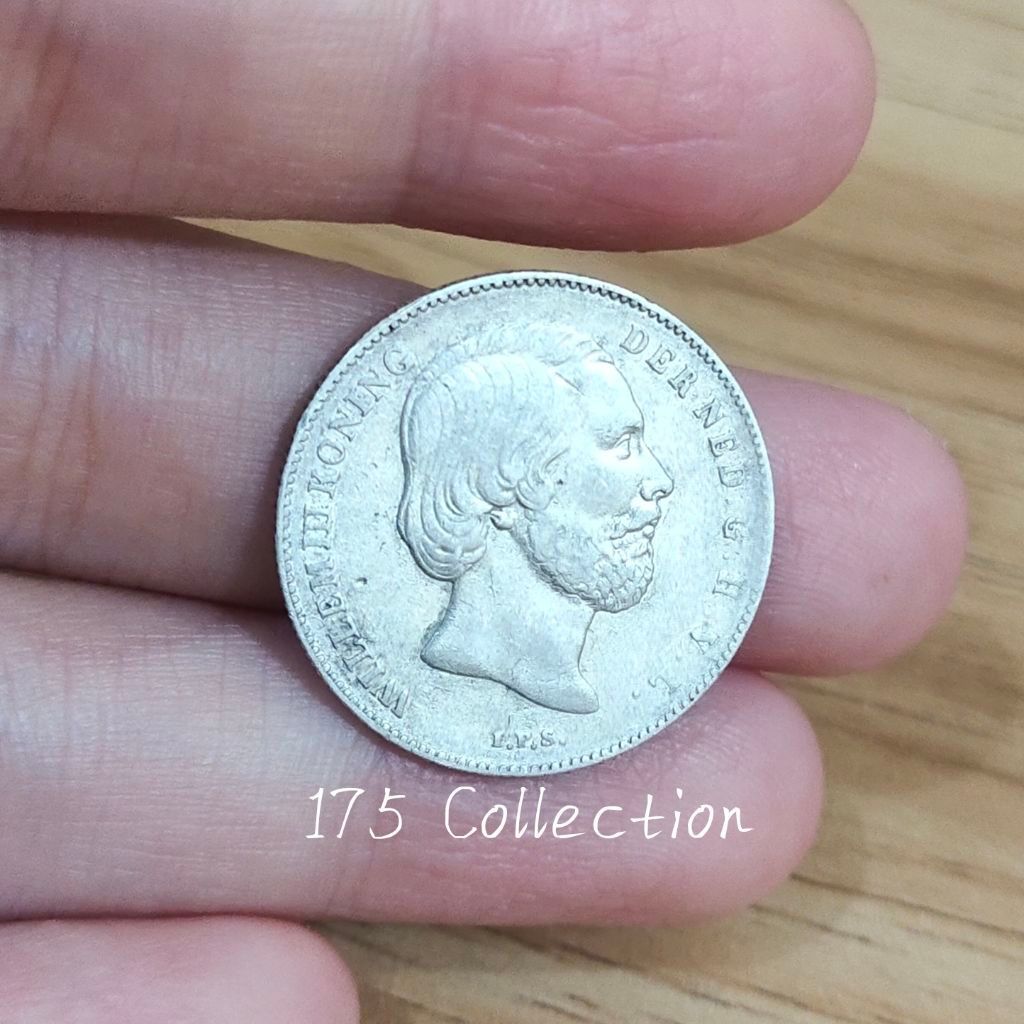 Koin Perak Belanda 1/2 Gulden Tahun 1862 Raja Willem III Asli