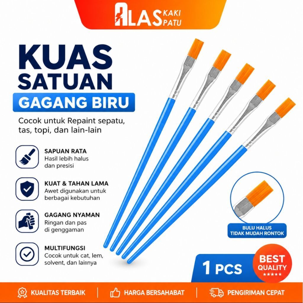 Kuas Cat Sepatu Premium Flat Biru | Kuas Semir Sepatu | Kuas Lem | Kuas Cat Kulit | AlasKakiPatu