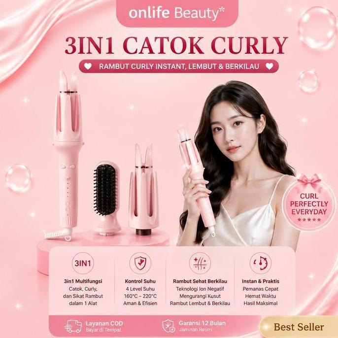 Javonam8891 - Onlife Catokan Curly Otomatis 3In1 & 4In1 Hair Curler Ion Negatif