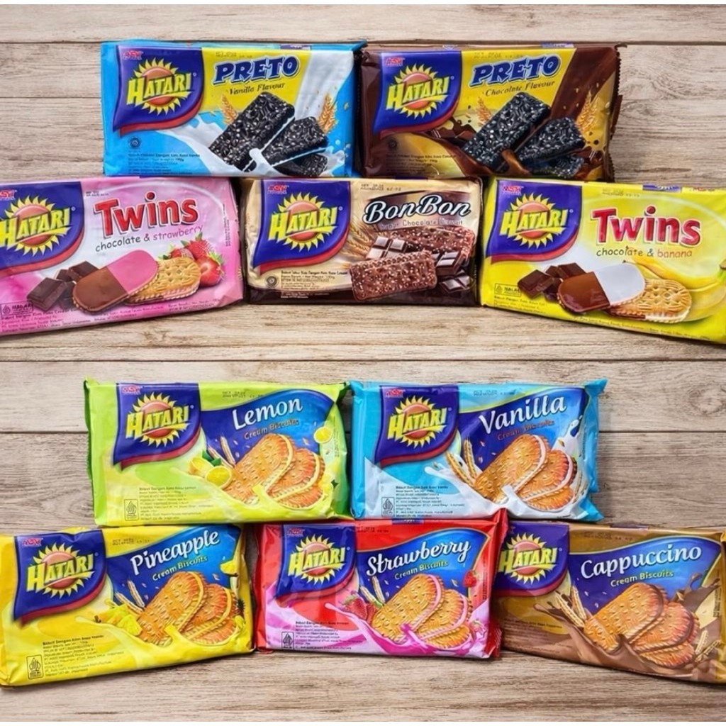 ( ECER ) Hatari Cream Biscuit 190gr Bonbon Coklat , Twins , Preto , Cream Biscuit