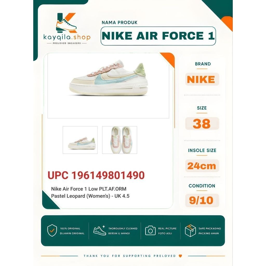 Sepatu Nike Air Force One AF 1 Size 38 Preloved Second Original
