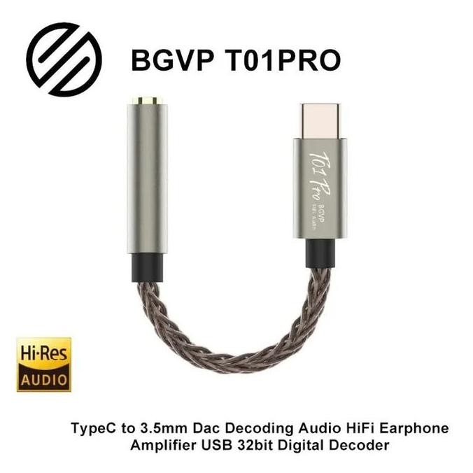 HARGA DISC - BGVP T01pro Dac Decoding Audio HiFi Earphone Amplifier USB TypeC to 3.5mm 32bit Digital