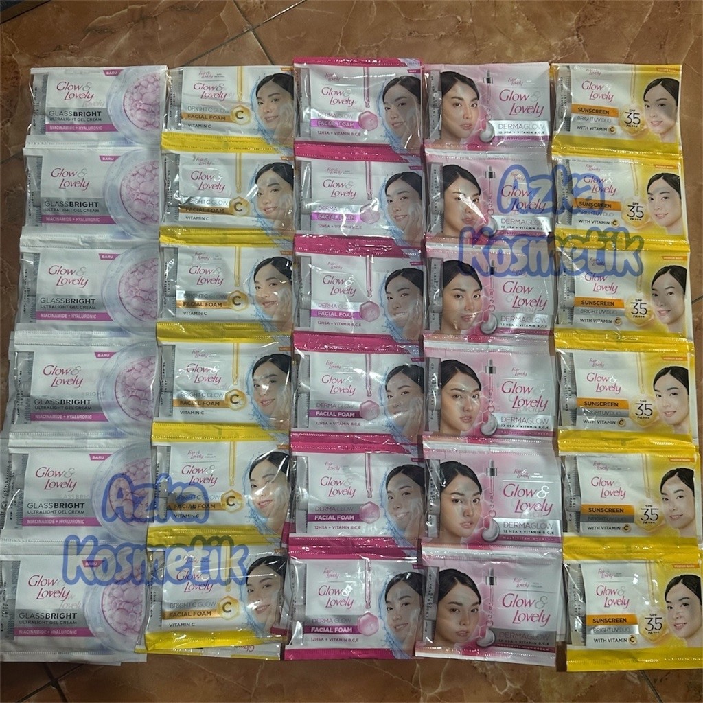 (12 Sachet) Glow & Lovely Krim Renteng Glow Lovely Sunscreen Sachet