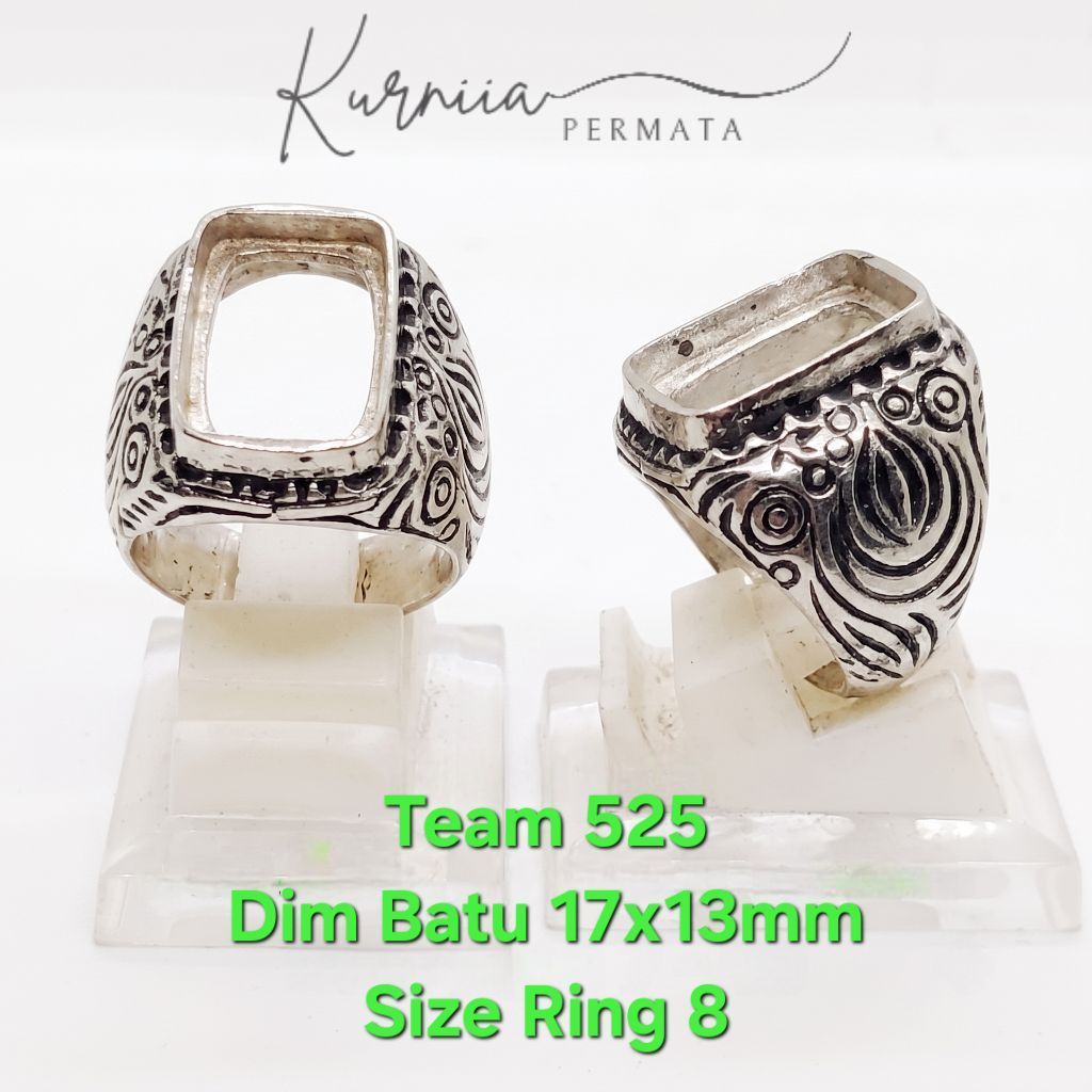 Ring Emban Alpaka Super Dim 17x13 Tanam Ukir Kotak Size 8 / Pengikat Ring Cincin Batu Akik Eceran