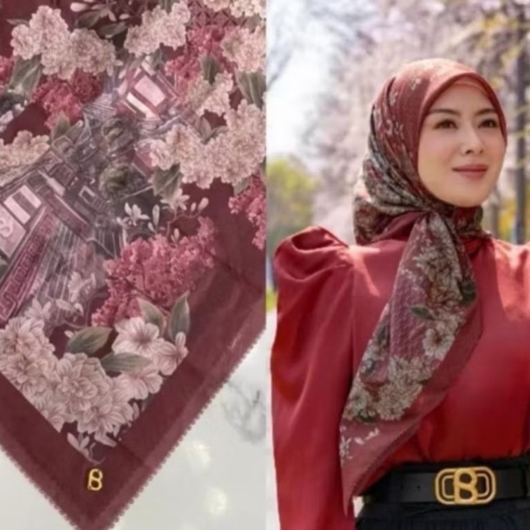 Segiempat Voal Motif Seoul Buttonscarves kw Berlogo Jilbab segiempat motif hijab voal motif