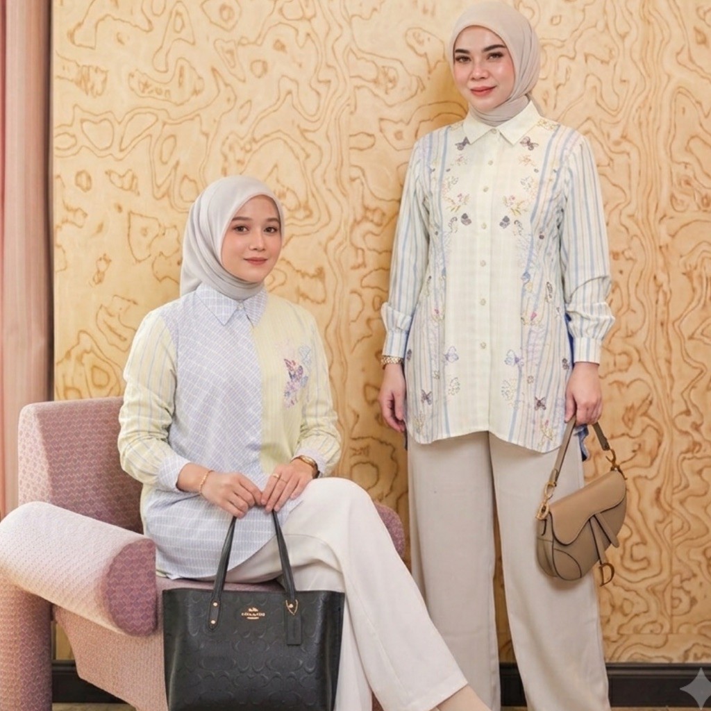 blouse butterflay floral wadah muslim