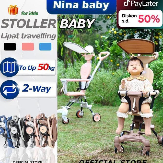 Kardus Pengemasan Nina Baby Mall Stroller Cabin Size Travelling 2Way Lipat Kereta Dorong Bayi 2 Arah