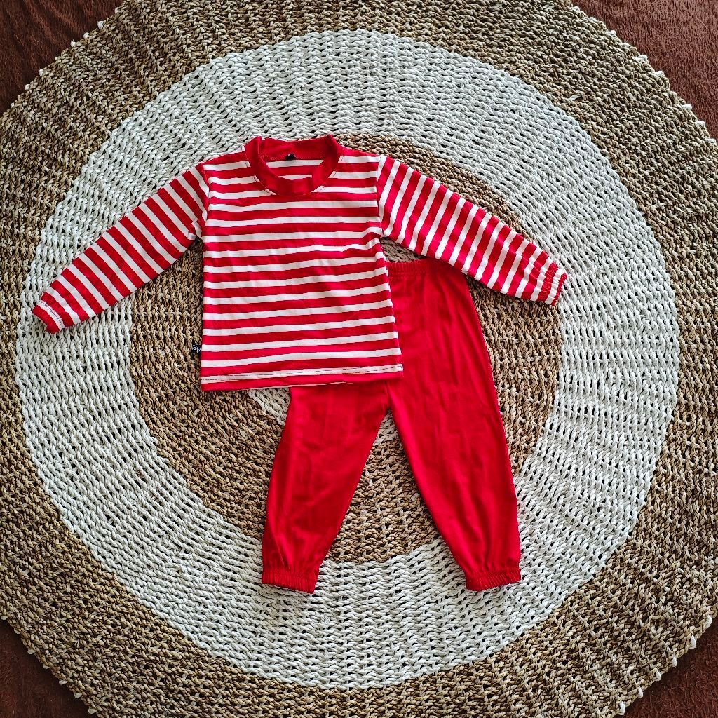 Setelan Baju Anak RAYON ADEM celana Jogger Motif Salur / Belang / Garis garis bahan Rayon Adem by Ao