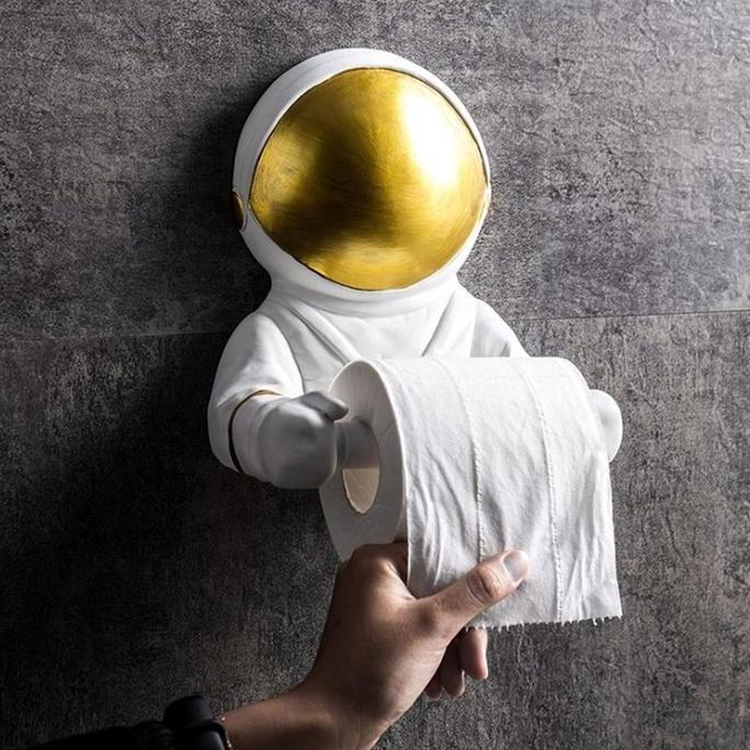Astronaut Tissue Roll Hanger / Tempat Tissue Tisu Toilet Tempel Dinding Astronot Lucu Nordic Unik