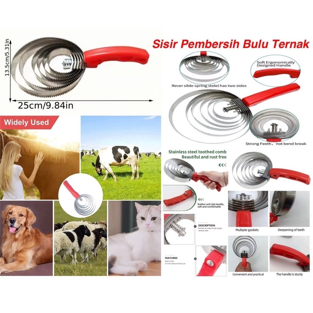 Sisir Pembersih Bulu Ternak Sisir Putaran Pembersih Bulu Sapi Domba Kuda Hair Comb Garukan Ternak