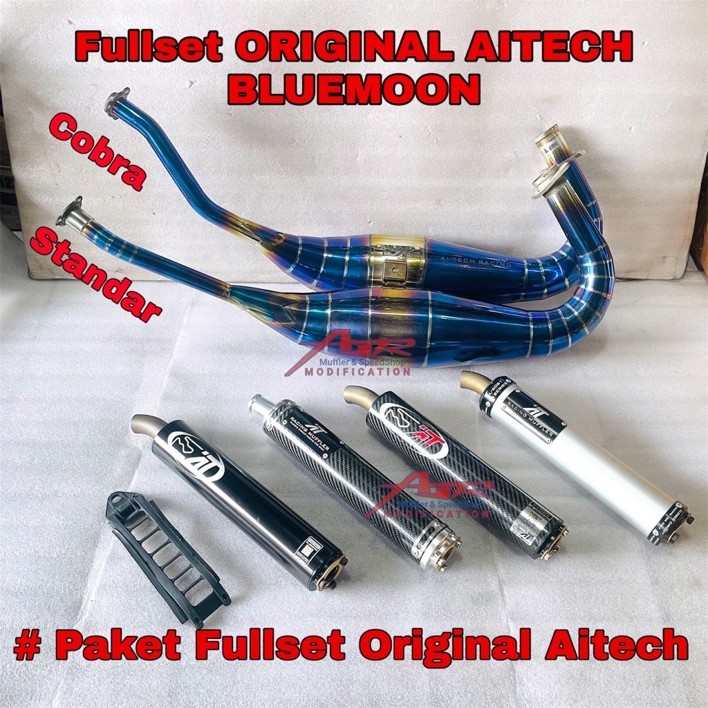 Paket Fullset Knalpot Racing ORIGINAL Aitech Bluemoon Rainbow Cobra & Standar Kawasaki Ninja R RR SS
