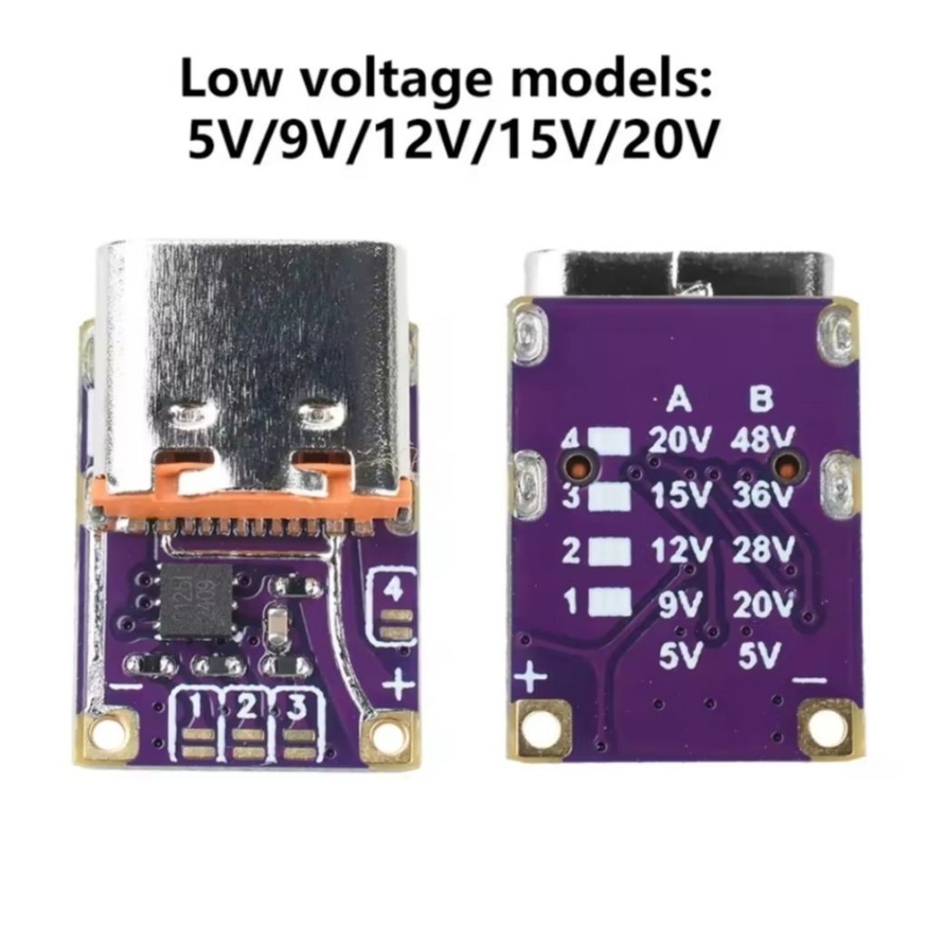 PD3.1 QC3.0 Trigger Decoy Module Type-C DC 5V-48V Fast Charging Trigger Board Adjustable Power Volta