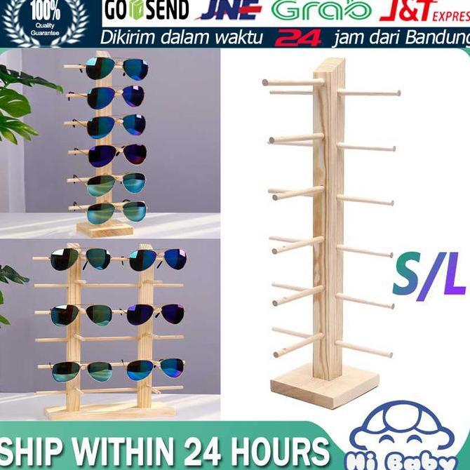 GHUNZING Rak Kacamata Kayu Display Tempat Pajangan Kacamata Kayu Glasess Rack