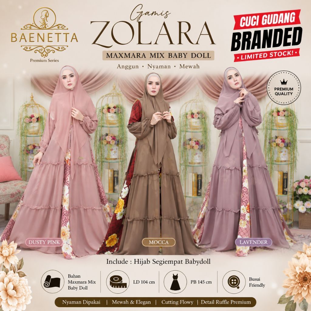 Gamis zolara syari by baenetta original