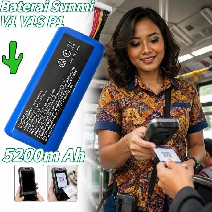 TERMURAH - Baterai EDC Sunmi V1 V1S P1 5200mAh Baterai Universal Untuk Semua Mesin EDC Sunmi Origina