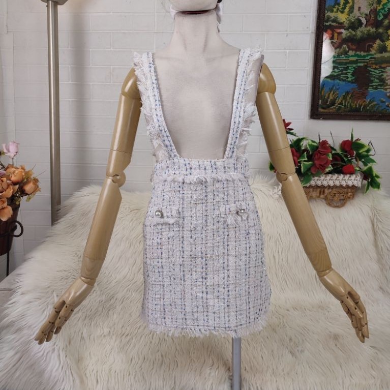 tweed mini dress jumpskirt tweed overall tweed