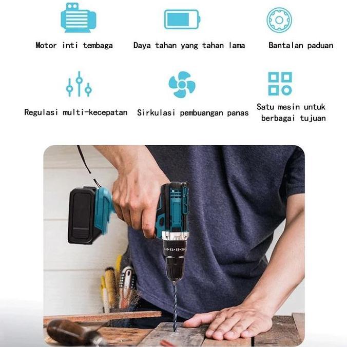 Grosir Bor Listrik 2Baterai Mesin Bor Cas 10Mm Bor Listrik Murah Bor Tangan Baterai Besi Tembok Beto