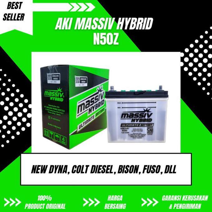 Aki Massiv Hybrid N50Z Untuk New Dyna, Cold Diesel, Bison, Fuso, dll