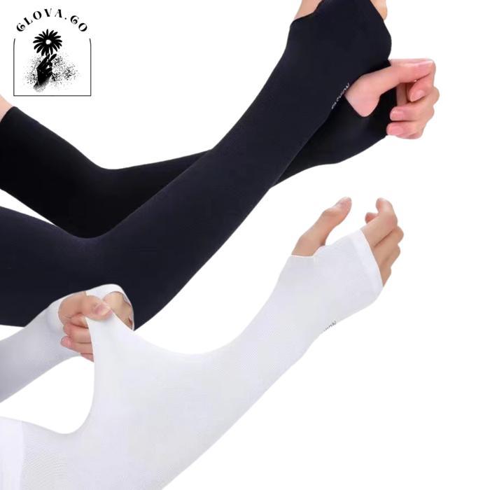 Clova ST369 Manset Tangan Polos Handsock Pria Wanita Muslimah Manset Stocking Lengan Panjang Hitam -