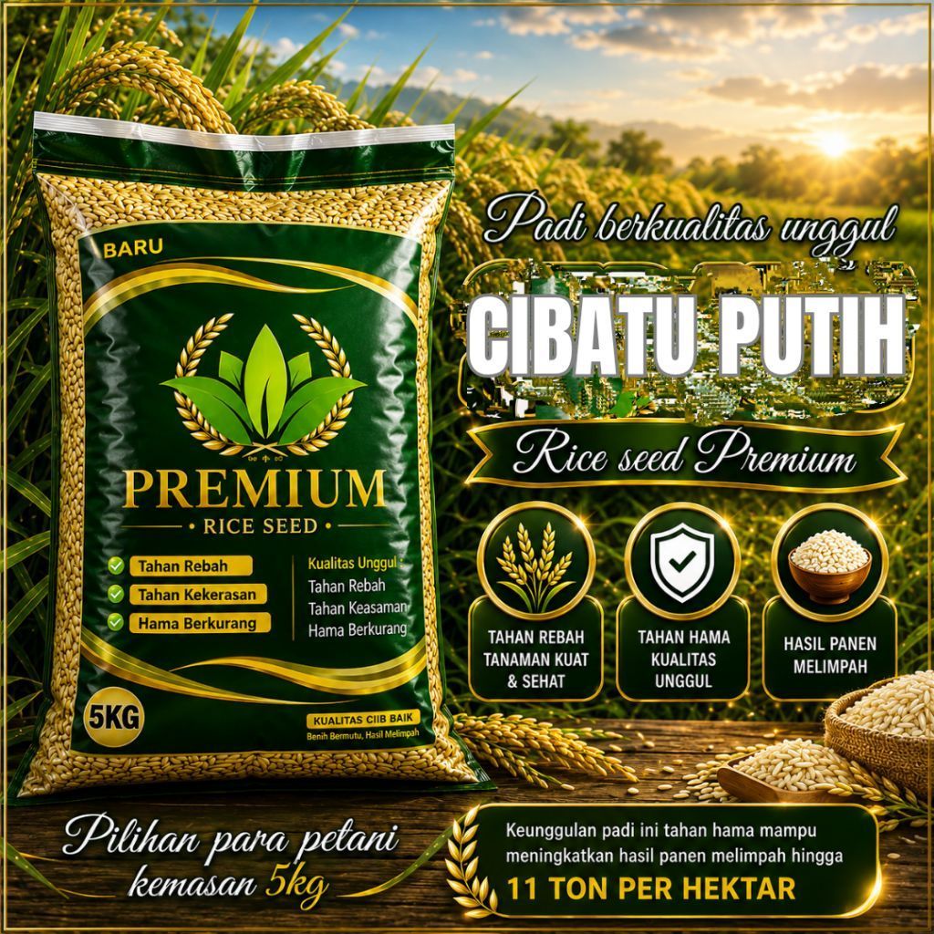 benih padi Cibatu putih kemasan 5kg Original