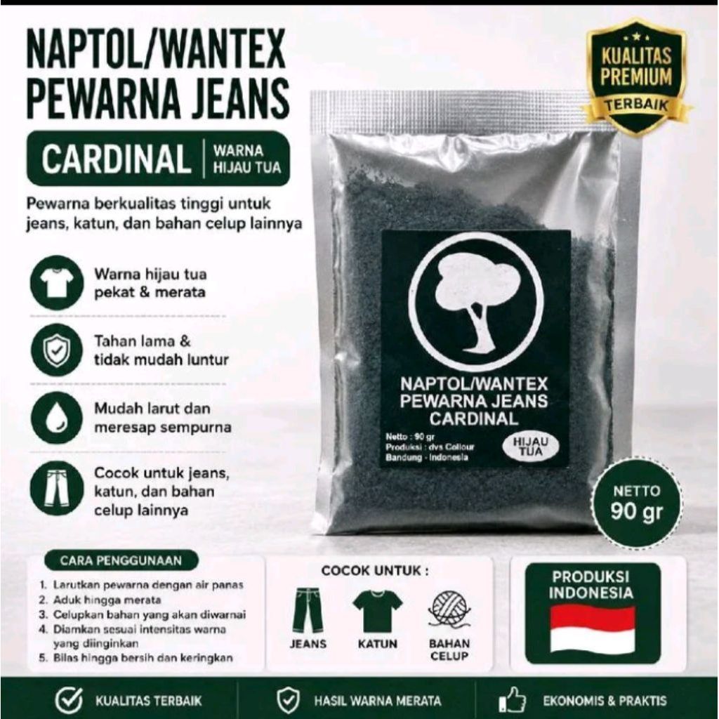 Naptol Wantex Pewarna Pakaian Original ( Hijau Tua ) 90gr - Pewarna Pakaian Original Warna Awet Tida