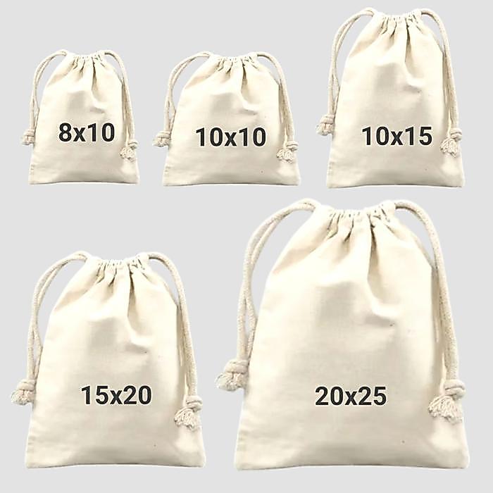 Kantong Pouch Serut Kain Blacu Tebal Polos Tempat Souvenir Serbaguna