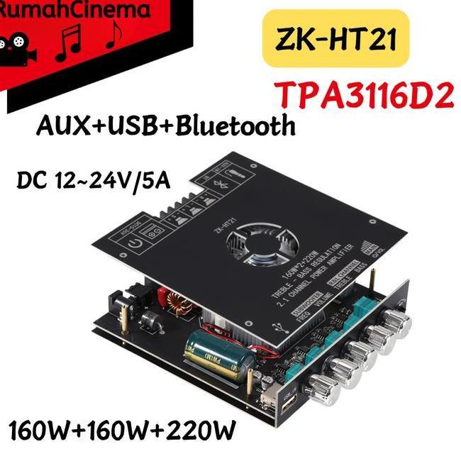 Zkht21Tda7498E 160W 2220W Bluetooth Dital Power Amplifier Tda7498E Subwoofer Nada Tinggi Dan Rendah