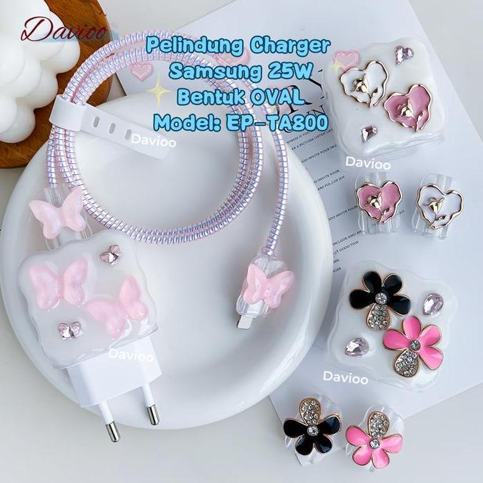 Pelindung Charger SAMSUNG 25W OVAL EP-TA800 |Set 5 Item Paket Cover Pelindung Kabel & Kepala Charger