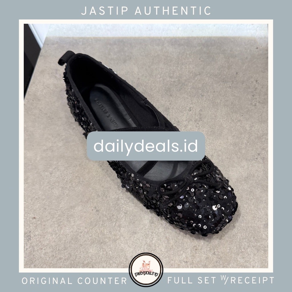 #1-70381023-2 Sequinned Crossover - Jast[p] CK ORIGINAL COUNTER MARY JANE FLATS SHOES SEPATU STORE A