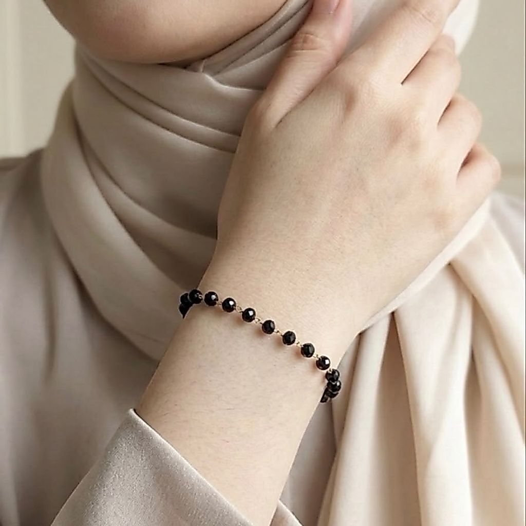 Shaasy - Black Crystal Bracelet | Gelang Serut Titanium