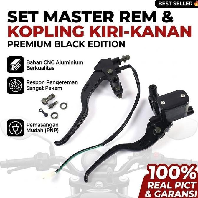EZVECHE Master Rem Kopling Set Modifikasi Motor Hitam Sporty Pengereman Responsif PNP Universal Moto