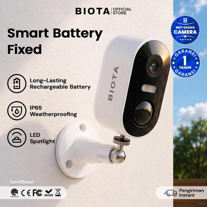 Cctv- Biota Smart Home - Kamera Battery Fixed Cctv Wifi Otomatis Tanpa Kabel