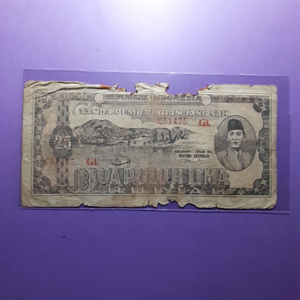 uang kuno 25 rupiah ori 1947