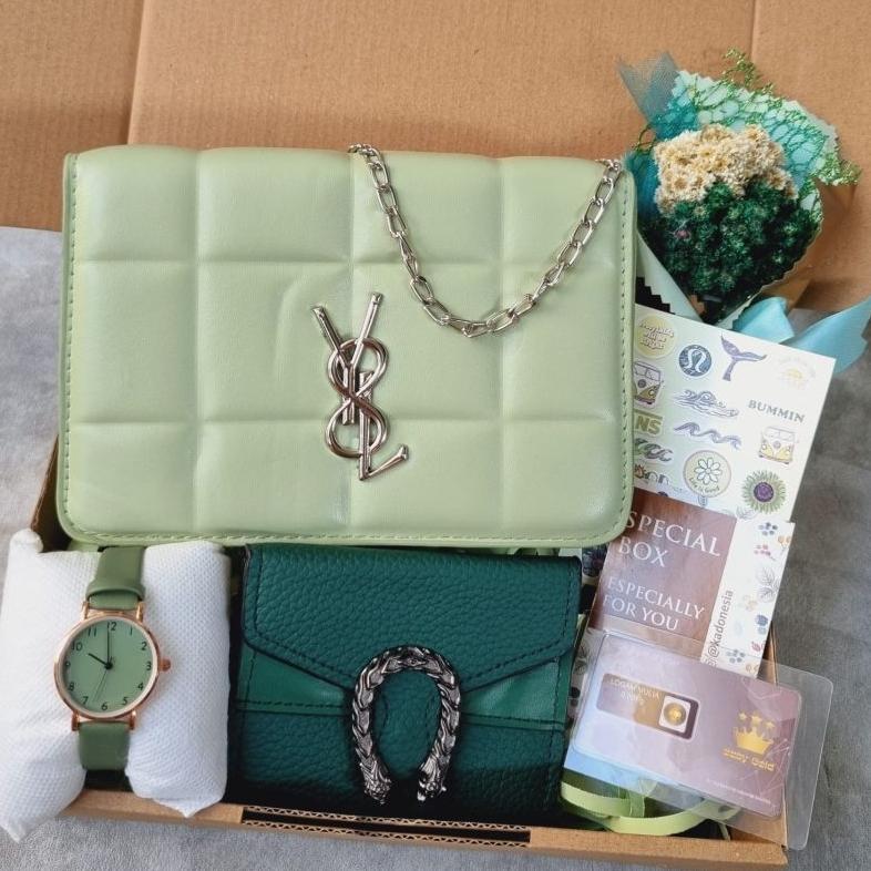 Kado Cewek / Hampers Tas Cewek Hadiah Ultah ( Sage Giftbox ) Diskon