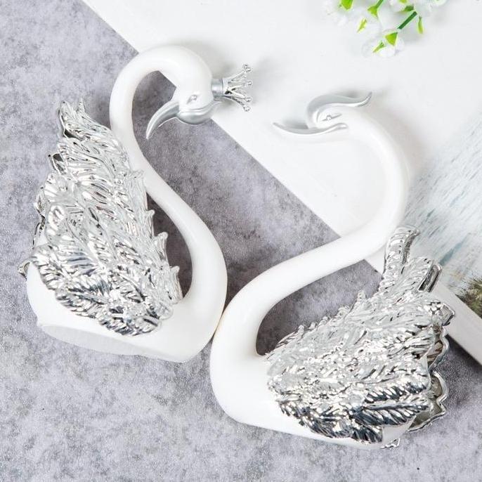 Core- Vixplorn Pajangan Sepasang Angsa/Sepasang Angsa Gold /Plastik Silver Hiasan Flaminggo Pajangan