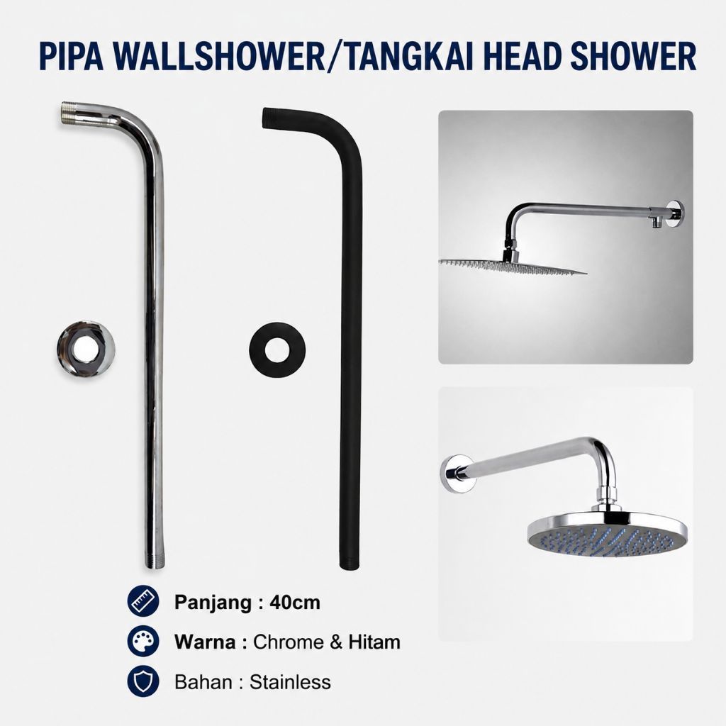 PIPA WALL SHOWER TANAM/PIPA SHOWER TANAM/SHOWER PIPA TEMBOK/PENGHUBUNG SHOWER/TANGKAI WALL SHOWER/PI