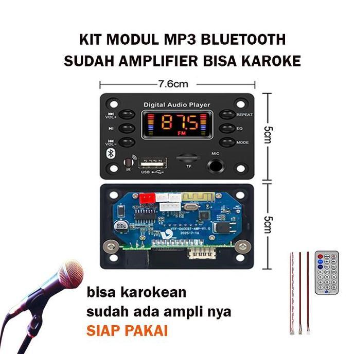 kit modul mp3 amplifier 2*20w bluetooth aux fm usb bisa karoke bluetooth 5.0 terbaru bisa cod