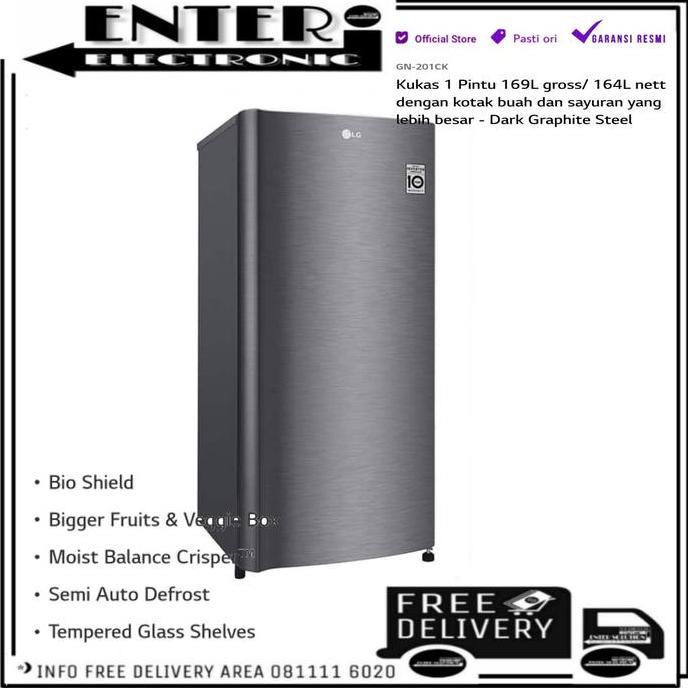 Allthebest- LG GN201CK - LEMARI ES 1 PINTU LG 169L 164L KULKAS 1 PINTU LG GN 201CK
