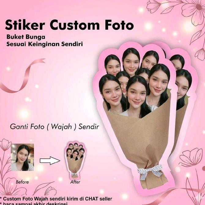 (Good) [3pcs] Custom Stiker Foto Bucket Bunga | Free Desain Custom Foto Kalian Sendiri