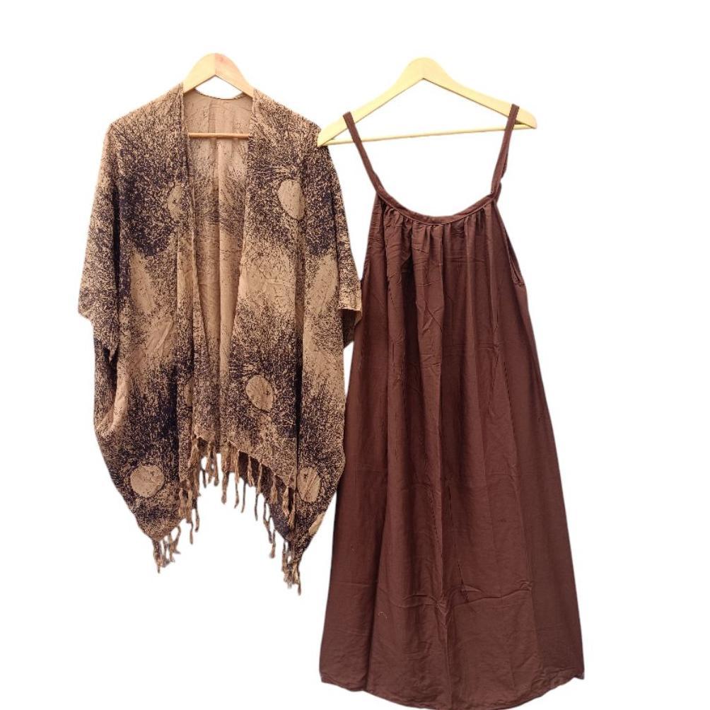 SETELAN DRESS LOBEK PANJANG DAN OUTER AKAR BALI