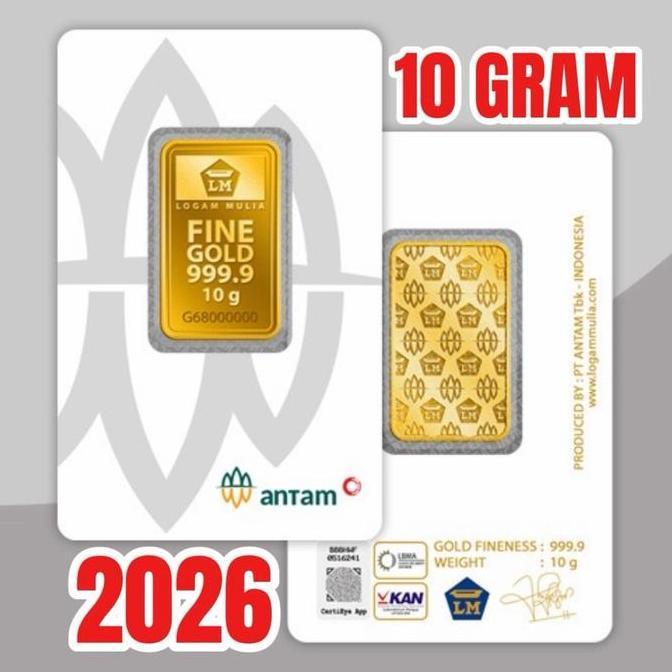 LOGAM MULIA ANTAM CERTICARD 10 gram, LM ANTAM, EMAS BATANGAN KEPINGAN 10 GRAM
