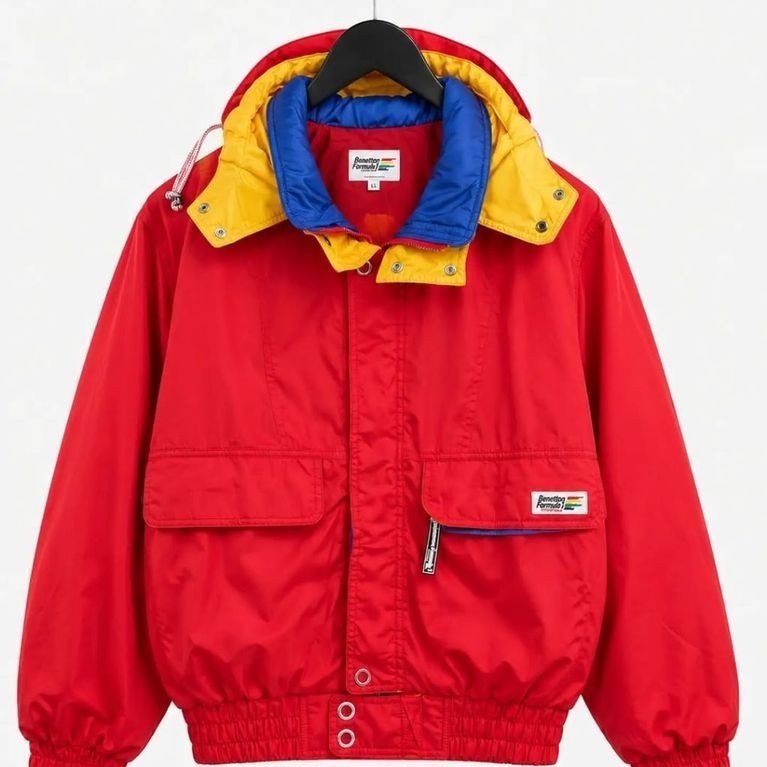 BENETTON FORMULA RACING - Jaket Boxy Unisex Pria Wanita Merah Size M