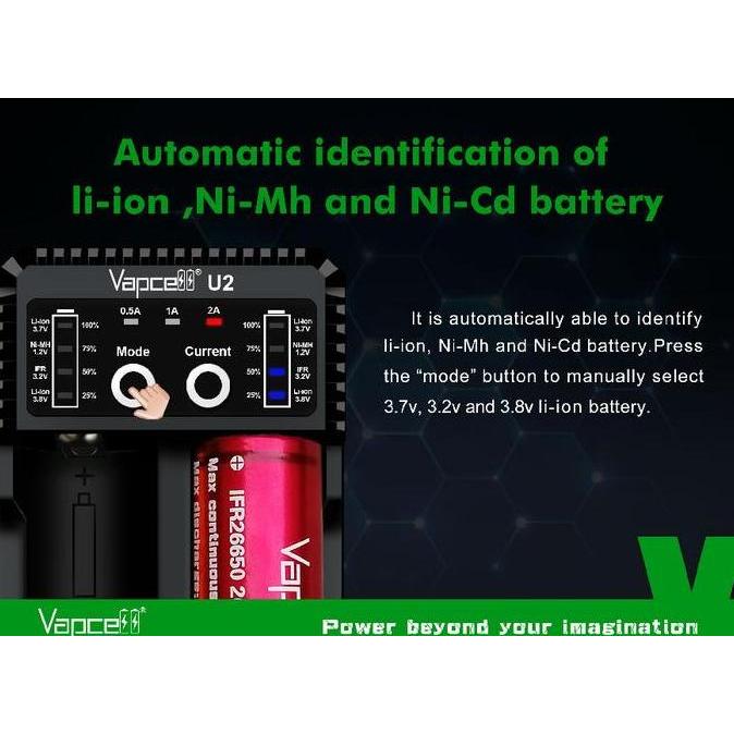 Myhome- Authentic Vapcell U2 Fast Charger Battery 2A | 18650 21700 Aaa Aa