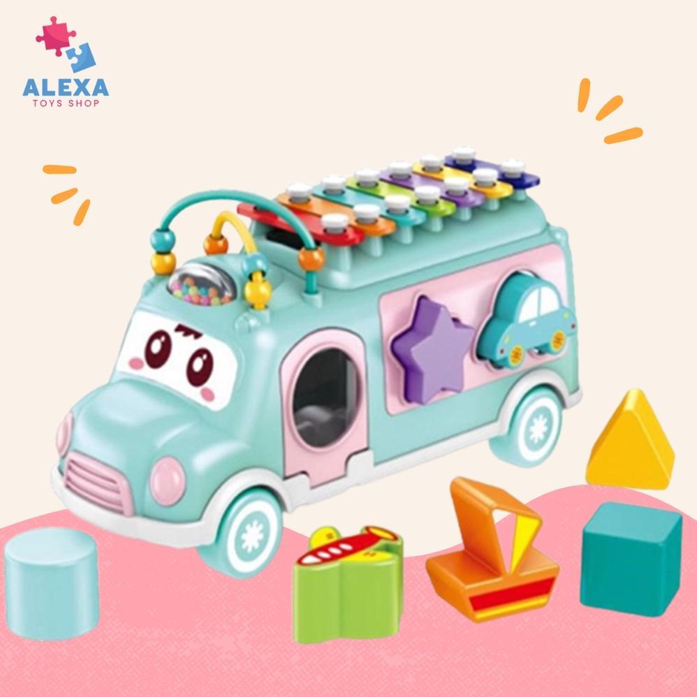 LARISS HAPPY BUS XYLOPHONE musik bus /mainan anak edukasi shape sorting / mainan music