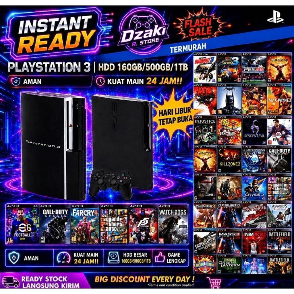 PS3 Slim/Fat/Super Slim Dengan HDD Internal 160GB-1TB