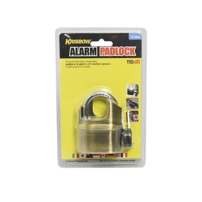 Krisbow Gembok Alarm 110 db Alarm Padlock Zinc brass